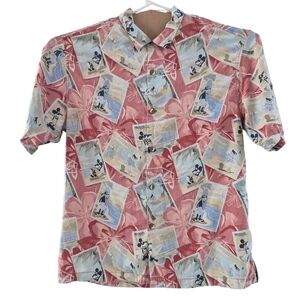 Tommy Bahama Disney Parks Men's Camp Shirt, Large, Postcard